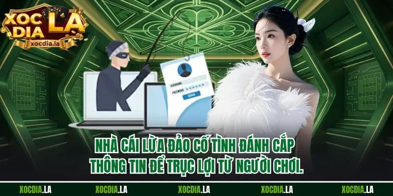 Nhà cái lừa đảo cố tình đánh cắp thông tin để trục lợi từ người chơi. 